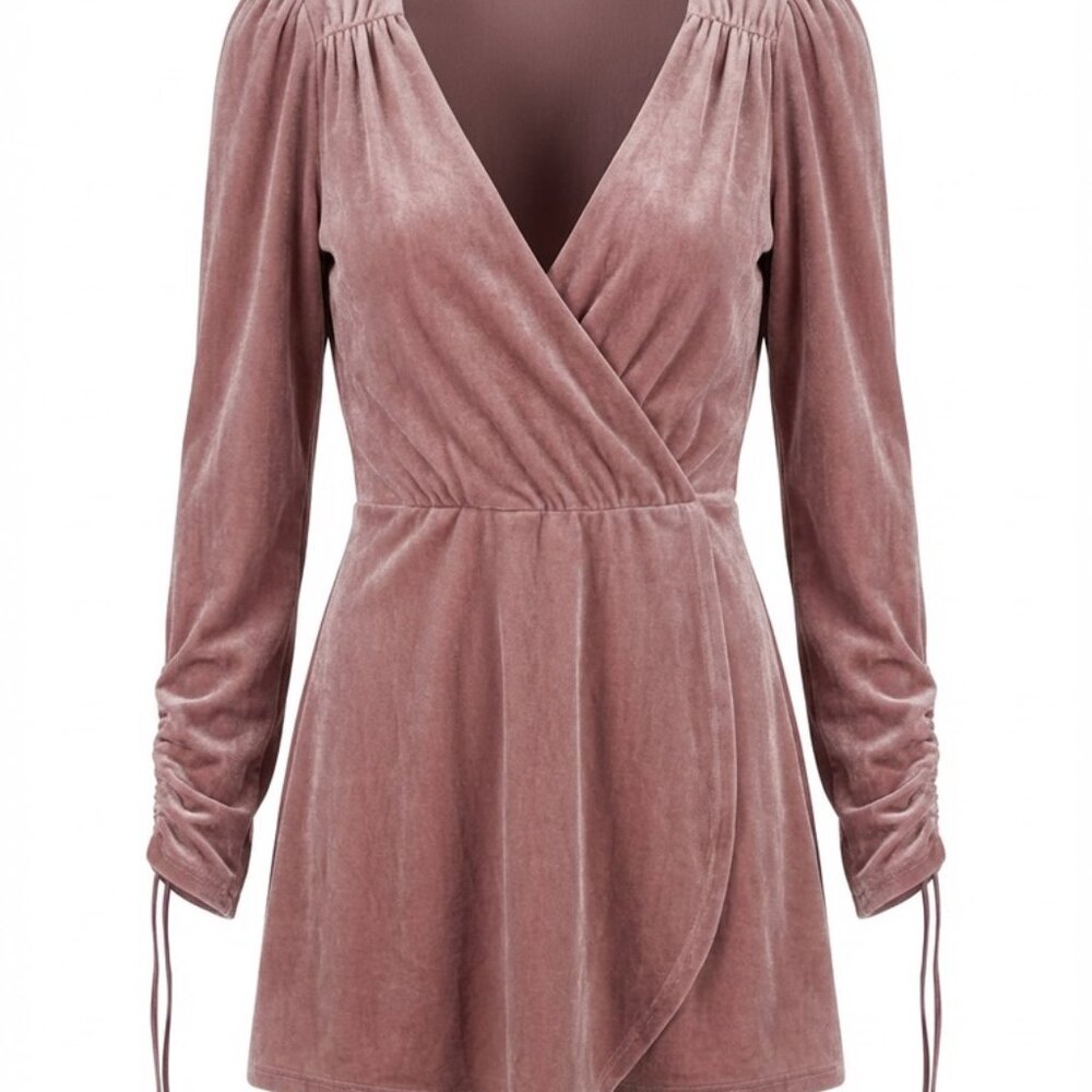 Urban Outfitters Goldmine Womens Size Small Romper Velvet Dusty Rose/Mauve